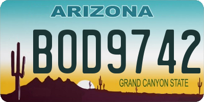 AZ license plate BOD9742