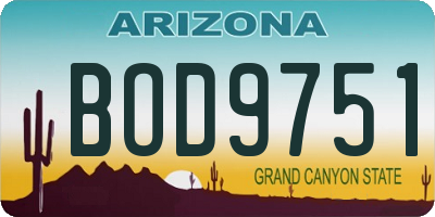 AZ license plate BOD9751