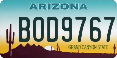 AZ license plate BOD9767