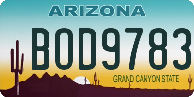 AZ license plate BOD9783