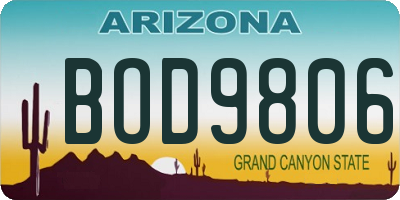 AZ license plate BOD9806