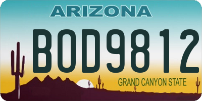 AZ license plate BOD9812