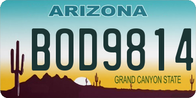 AZ license plate BOD9814
