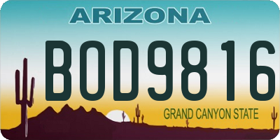 AZ license plate BOD9816