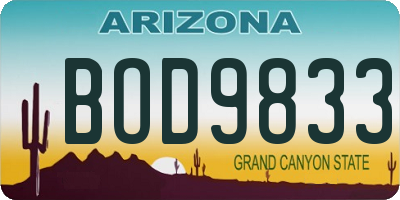 AZ license plate BOD9833