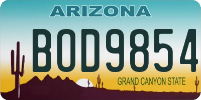 AZ license plate BOD9854