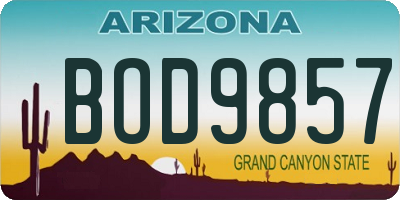AZ license plate BOD9857