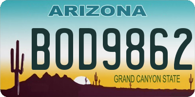 AZ license plate BOD9862