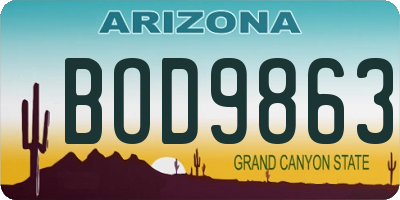 AZ license plate BOD9863