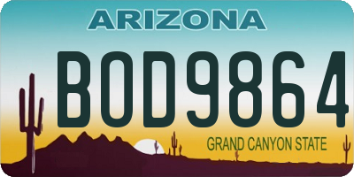 AZ license plate BOD9864