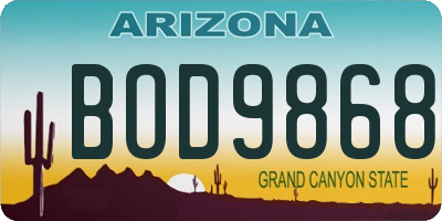 AZ license plate BOD9868