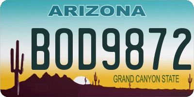 AZ license plate BOD9872