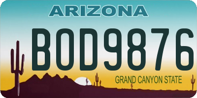 AZ license plate BOD9876