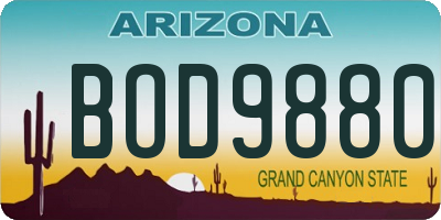 AZ license plate BOD9880