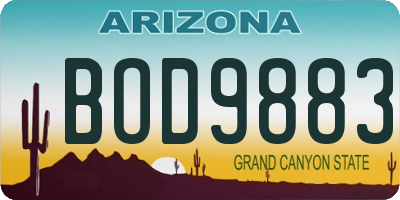 AZ license plate BOD9883
