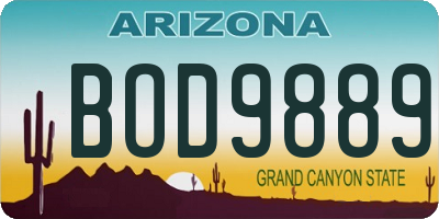 AZ license plate BOD9889