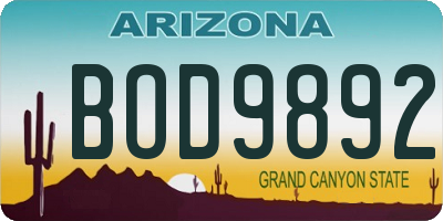 AZ license plate BOD9892