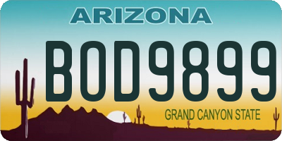 AZ license plate BOD9899