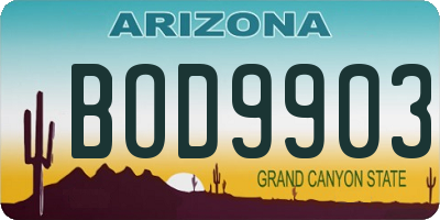 AZ license plate BOD9903