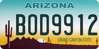 AZ license plate BOD9912