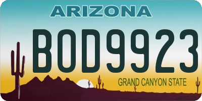 AZ license plate BOD9923