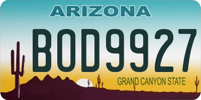 AZ license plate BOD9927