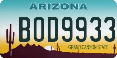 AZ license plate BOD9933