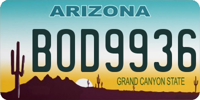AZ license plate BOD9936