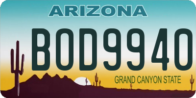 AZ license plate BOD9940