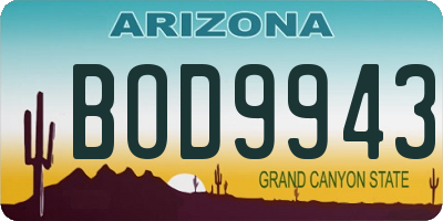 AZ license plate BOD9943