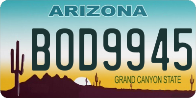AZ license plate BOD9945