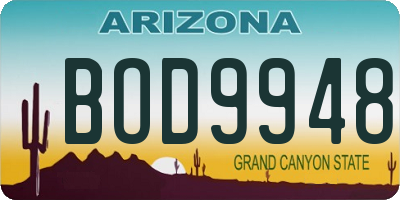 AZ license plate BOD9948
