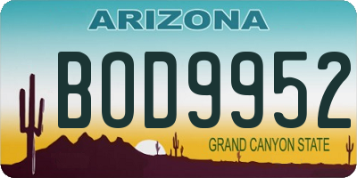 AZ license plate BOD9952