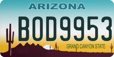 AZ license plate BOD9953