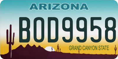 AZ license plate BOD9958