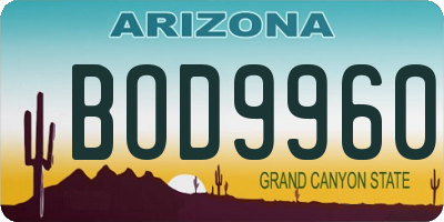AZ license plate BOD9960