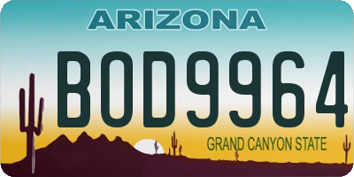 AZ license plate BOD9964