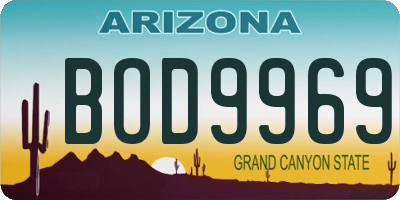 AZ license plate BOD9969