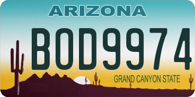 AZ license plate BOD9974