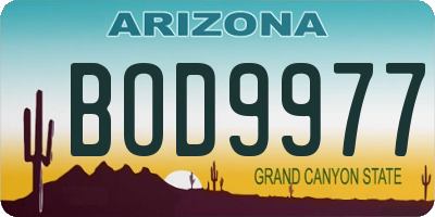 AZ license plate BOD9977
