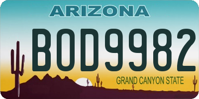 AZ license plate BOD9982