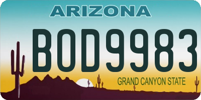 AZ license plate BOD9983