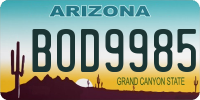 AZ license plate BOD9985