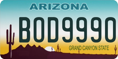 AZ license plate BOD9990