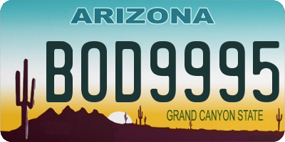 AZ license plate BOD9995