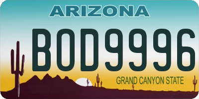 AZ license plate BOD9996