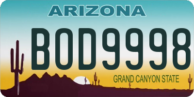 AZ license plate BOD9998