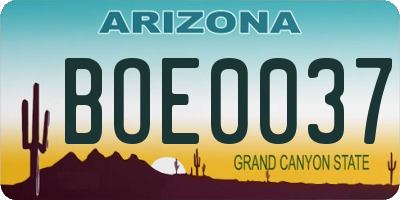 AZ license plate BOE0037