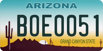 AZ license plate BOE0051