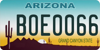 AZ license plate BOE0066
